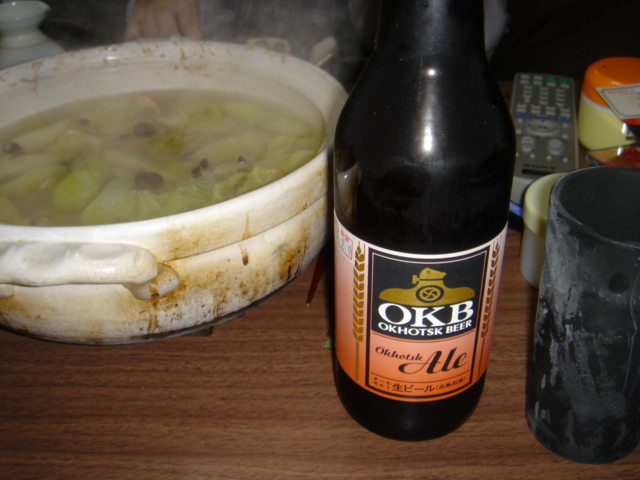 蟹鍋とオホーツクビール